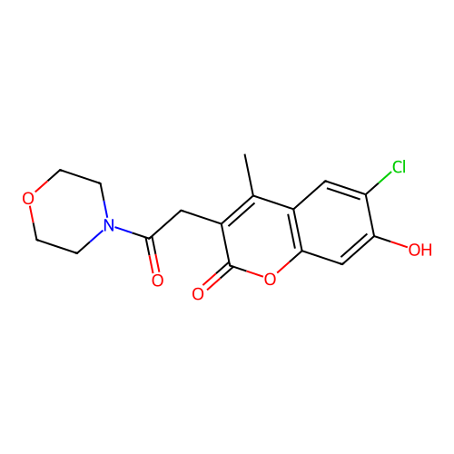 6-chloro-7-hydroxy-4-methyl-3-[2-(morpholin-4-yl)-2-oxoethyl]-2H-chromen-2-one structure