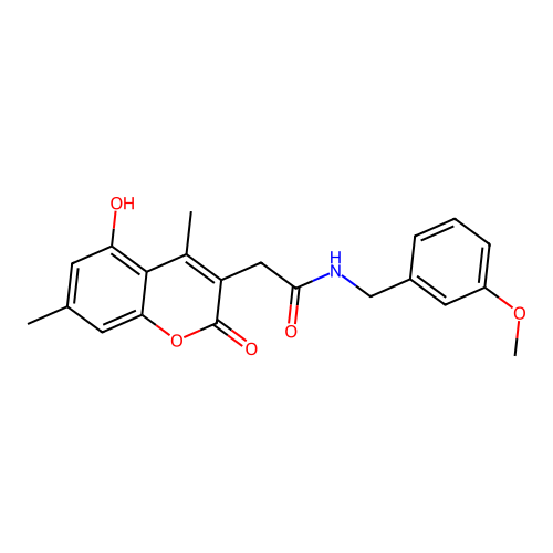 2-(5-hydroxy-4,7-dimethyl-2-oxo-2H-chromen-3-yl)-N-(3-methoxybenzyl)acetamide structure