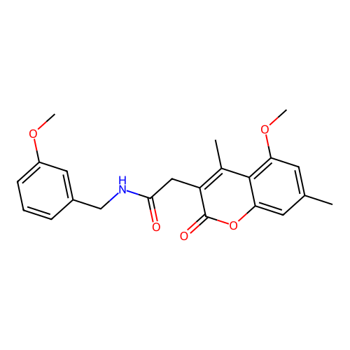 N-(3-methoxybenzyl)-2-(5-methoxy-4,7-dimethyl-2-oxo-2H-chromen-3-yl)acetamide structure