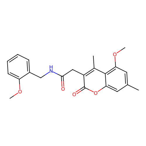 N-(2-methoxybenzyl)-2-(5-methoxy-4,7-dimethyl-2-oxo-2H-chromen-3-yl)acetamide structure
