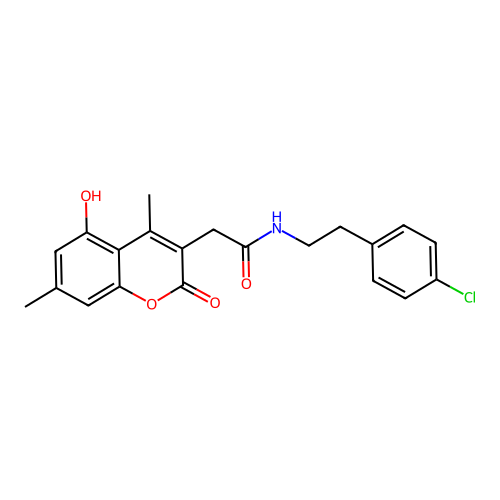 N-[2-(4-chlorophenyl)ethyl]-2-(5-hydroxy-4,7-dimethyl-2-oxo-2H-chromen-3-yl)acetamide structure