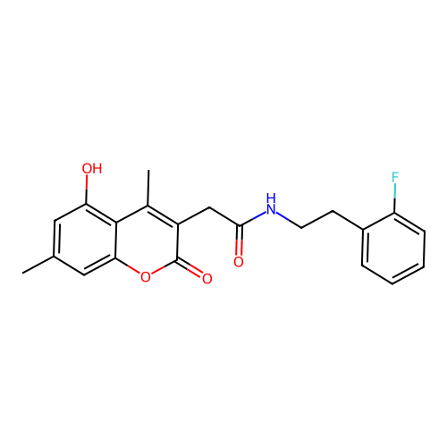 N-[2-(2-fluorophenyl)ethyl]-2-(5-hydroxy-4,7-dimethyl-2-oxo-2H-chromen-3-yl)acetamide structure