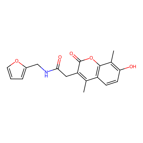 N-(2-furylmethyl)-2-(7-hydroxy-4,8-dimethyl-2-oxo-2H-chromen-3-yl)acetamide structure