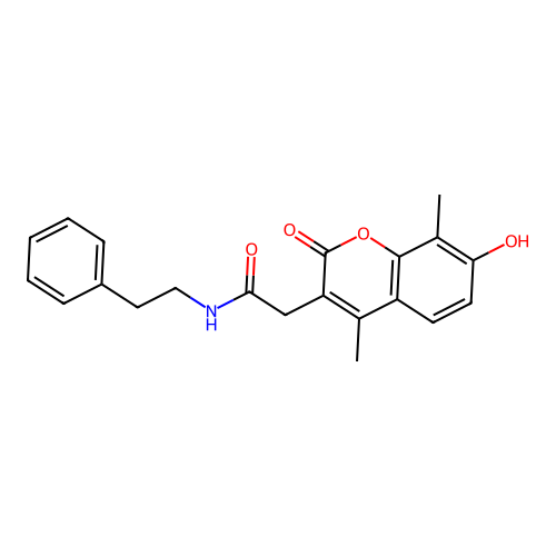 2-(7-hydroxy-4,8-dimethyl-2-oxo-2H-chromen-3-yl)-N-(2-phenylethyl)acetamide structure