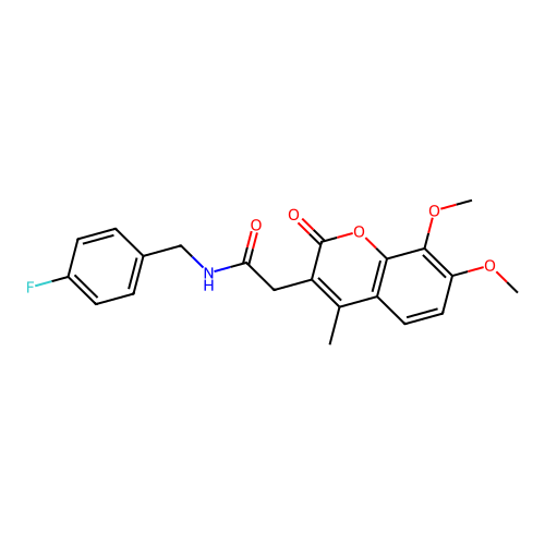 2-(7,8-dimethoxy-4-methyl-2-oxo-2H-chromen-3-yl)-N-(4-fluorobenzyl)acetamide structure