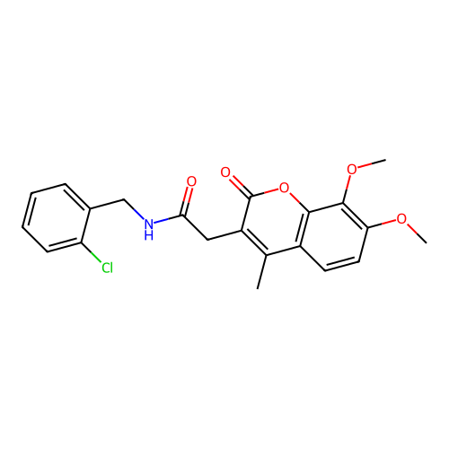 N-(2-chlorobenzyl)-2-(7,8-dimethoxy-4-methyl-2-oxo-2H-chromen-3-yl)acetamide structure
