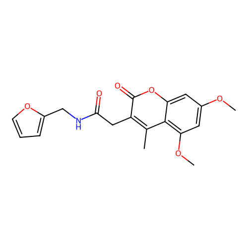 2-(5,7-dimethoxy-4-methyl-2-oxo-2H-chromen-3-yl)-N-(furan-2-ylmethyl)acetamide structure