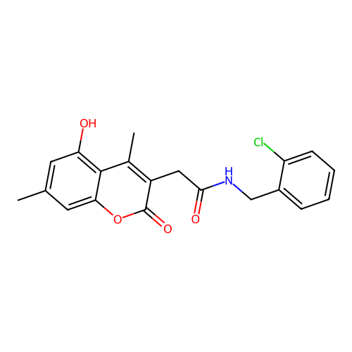 N-(2-chlorobenzyl)-2-(5-hydroxy-4,7-dimethyl-2-oxo-2H-chromen-3-yl)acetamide structure