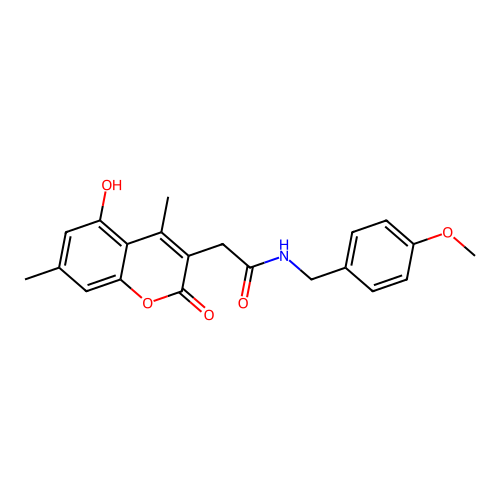 2-(5-hydroxy-4,7-dimethyl-2-oxo-2H-chromen-3-yl)-N-(4-methoxybenzyl)acetamide structure