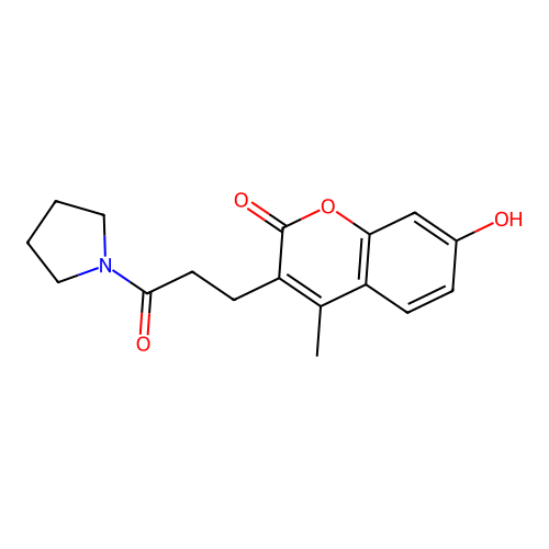 7-Hydroxy-4-methyl-3-(3-oxo-3-pyrrolidin-1-ylpropyl)chromen-2-one structure