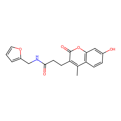 N-(furan-2-ylmethyl)-3-(7-hydroxy-4-methyl-2-oxo-2H-chromen-3-yl)propanamide structure