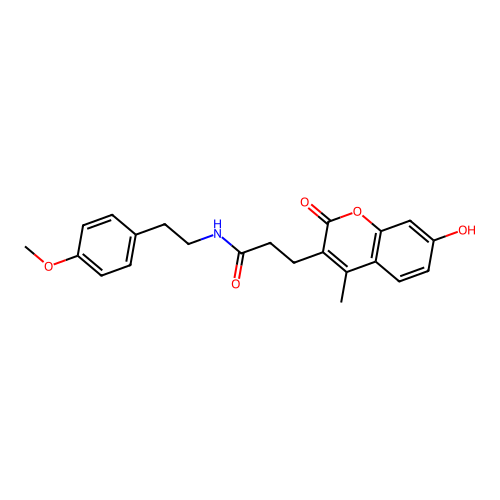 3-(7-hydroxy-4-methyl-2-oxo-2H-chromen-3-yl)-N-(4-methoxyphenethyl)propanamide structure