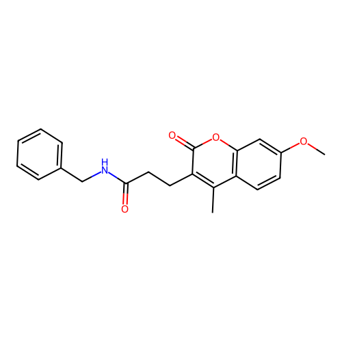 N-benzyl-3-(7-methoxy-4-methyl-2-oxo-2H-chromen-3-yl)propanamide structure