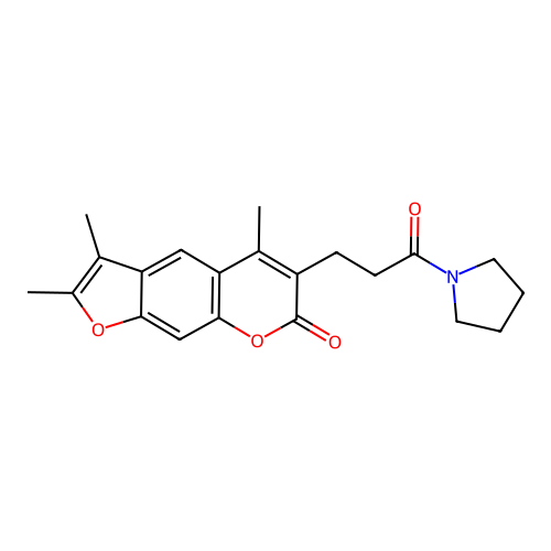 2,3,5-Trimethyl-6-(3-oxo-3-pyrrolidin-1-ylpropyl)furo[3,2-g]chromen-7-one structure