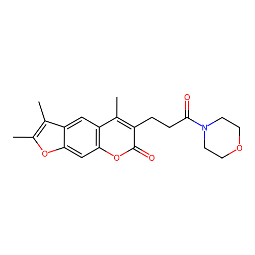 2,3,5-trimethyl-6-[3-(4-morpholinyl)-3-oxopropyl]-7H-furo[3,2-g]chromen-7-one structure