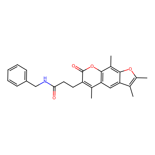 N-Benzyl-3-{2,3,5,9-tetramethyl-7-oxo-7H-furo[3,2-G]chromen-6-YL}propanamide structure
