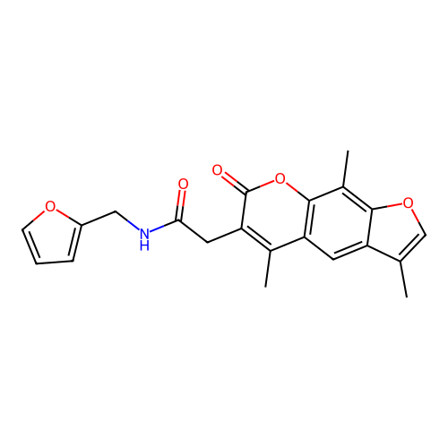 N-(2-furylmethyl)-2-(3,5,9-trimethyl-7-oxo-7H-furo[3,2-g]chromen-6-yl)acetamide structure