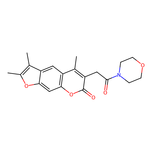 2,3,5-trimethyl-6-(2-morpholino-2-oxoethyl)-7H-furo[3,2-g]chromen-7-one structure