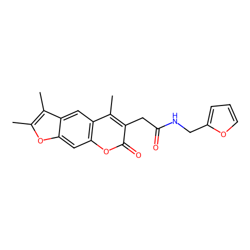 N-(furan-2-ylmethyl)-2-(2,3,5-trimethyl-7-oxo-7H-furo[3,2-g]chromen-6-yl)acetamide structure
