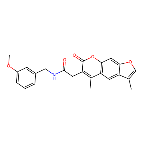 2-(3,5-dimethyl-7-oxo-7H-furo[3,2-g]chromen-6-yl)-N-(3-methoxybenzyl)acetamide structure