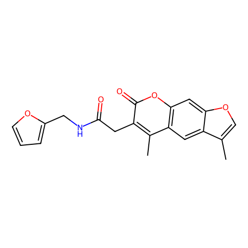 2-(3,5-dimethyl-7-oxo-7H-furo[3,2-g]chromen-6-yl)-N-(2-furylmethyl)acetamide structure