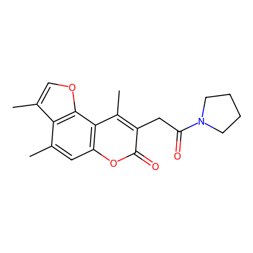 3,4,9-Trimethyl-8-(2-oxo-2-pyrrolidinylethyl)furano[2,3-f]chromen-7-one structure