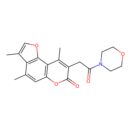 3,4,9-trimethyl-8-(2-morpholino-2-oxoethyl)-7H-furo[2,3-f]chromen-7-one structure