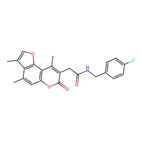 N-(4-fluorobenzyl)-2-(3,4,9-trimethyl-7-oxo-7H-furo[2,3-f]chromen-8-yl)acetamide structure