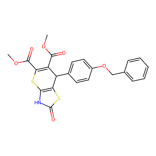 dimethyl 7-[4-(benzyloxy)phenyl]-2-oxo-3,7-dihydro-2H-thiopyrano[2,3-d][1,3]thiazole-5,6-dicarboxylate structure