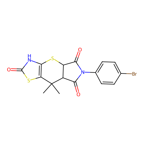 11-(4-bromophenyl)-8,8-dimethyl-2,6-dithia-4,11-diazatricyclo[7.3.0.0^{3,7}]dodec-3(7)-ene-5,10,12-trione structure