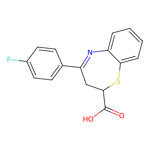 4-(4-Fluorophenyl)-2,3-dihydro-1,5-benzothiazepine-2-carboxylic acid structure