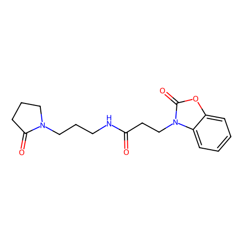 3-(2-oxo-1,3-benzoxazol-3-yl)-N-[3-(2-oxopyrrolidin-1-yl)propyl]propanamide structure