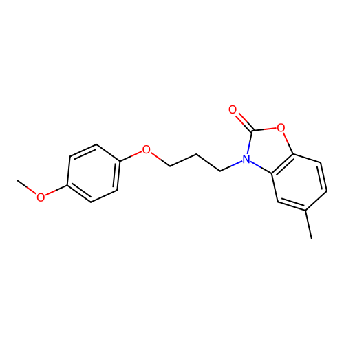 3-[3-(4-methoxyphenoxy)propyl]-5-methyl-1,3-benzoxazol-2(3H)-one structure