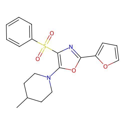 2-(Furan-2-yl)-5-(4-methylpiperidin-1-yl)-4-(phenylsulfonyl)oxazole structure