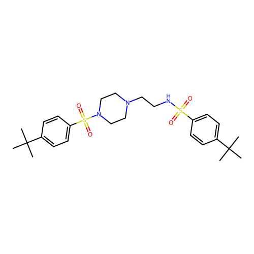 4-tert-butyl-N-[2-[4-(4-tert-butylphenyl)sulfonylpiperazin-1-yl]ethyl]benzenesulfonamide structure