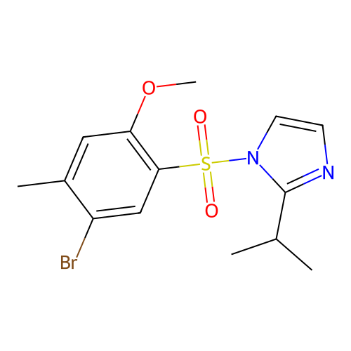 1-[(5-bromo-2-methoxy-4-methylphenyl)sulfonyl]-2-isopropyl-1H-imidazole structure