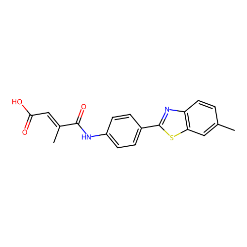 (E)-3-methyl-4-[4-(6-methyl-1,3-benzothiazol-2-yl)anilino]-4-oxobut-2-enoic acid structure