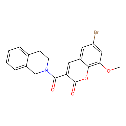 6-bromo-8-methoxy-3-(1,2,3,4-tetrahydroisoquinoline-2-carbonyl)-2H-chromen-2-one structure