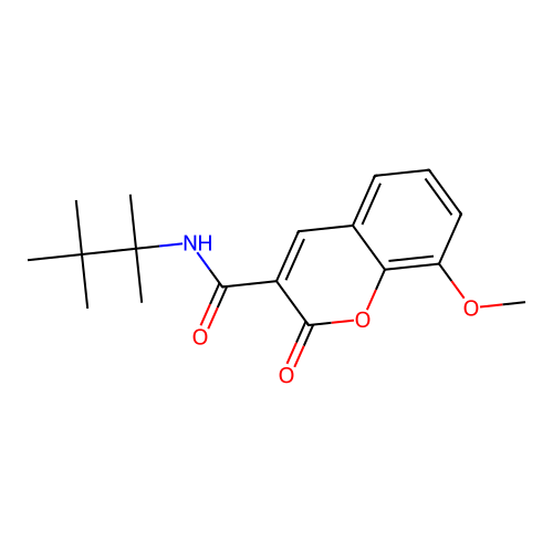 8-methoxy-2-oxo-N-(2,3,3-trimethylbutan-2-yl)chromene-3-carboxamide structure