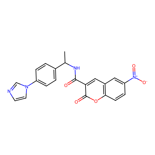 N-{1-[4-(1H-imidazol-1-yl)phenyl]ethyl}-6-nitro-2-oxo-2H-chromene-3-carboxamide structure