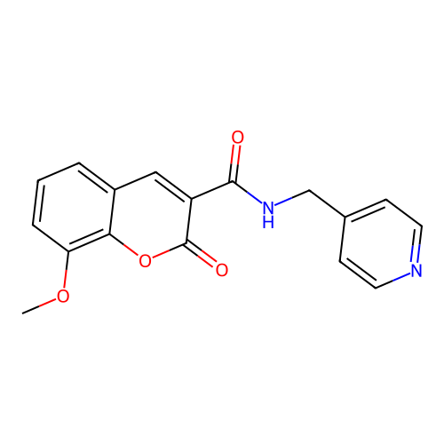 8-methoxy-2-oxo-N-(pyridin-4-ylmethyl)-2H-chromene-3-carboxamide structure