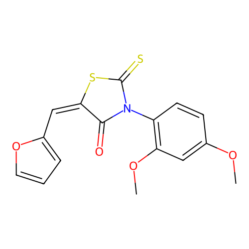 (E)-3-(2,4-dimethoxyphenyl)-5-(furan-2-ylmethylene)-2-thioxothiazolidin-4-one structure