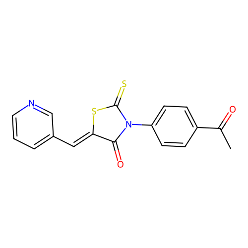 (Z)-3-(4-acetylphenyl)-5-(pyridin-3-ylmethylene)-2-thioxothiazolidin-4-one structure