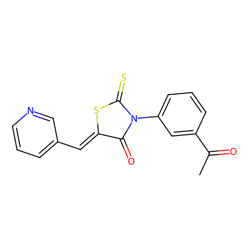 (Z)-3-(3-acetylphenyl)-5-(pyridin-3-ylmethylene)-2-thioxothiazolidin-4-one structure