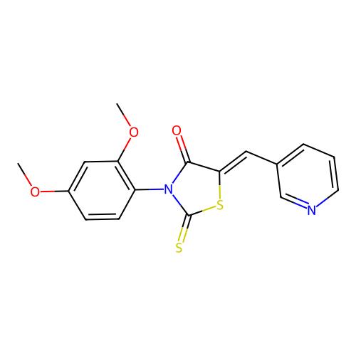 (Z)-3-(2,4-dimethoxyphenyl)-5-(pyridin-3-ylmethylene)-2-thioxothiazolidin-4-one structure