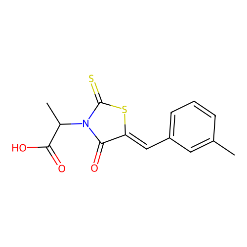 2-[(5Z)-5-[(3-methylphenyl)methylidene]-4-oxo-2-sulfanylidene-1,3-thiazolidin-3-yl]propanoic acid structure