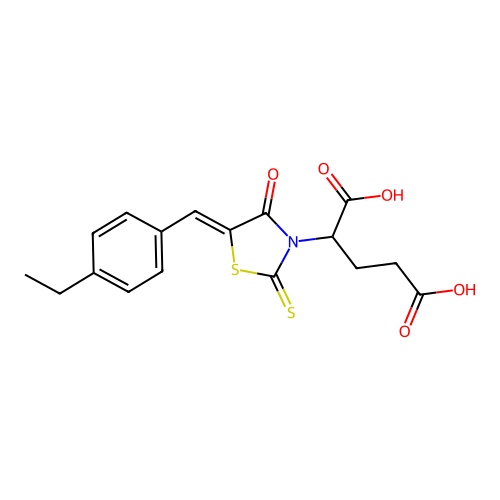 2-[(5Z)-5-[(4-ethylphenyl)methylidene]-4-oxo-2-sulfanylidene-1,3-thiazolidin-3-yl]pentanedioic acid structure