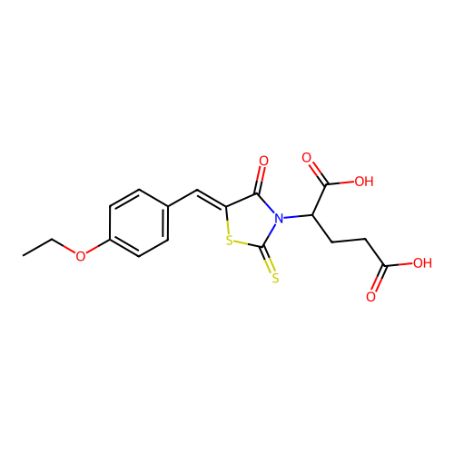 2-[(5Z)-5-[(4-ethoxyphenyl)methylidene]-4-oxo-2-sulfanylidene-1,3-thiazolidin-3-yl]pentanedioic acid structure