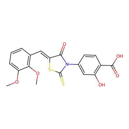 4-[(5Z)-5-[(2,3-dimethoxyphenyl)methylidene]-4-oxo-2-sulfanylidene-1,3-thiazolidin-3-yl]-2-hydroxybenzoic acid structure