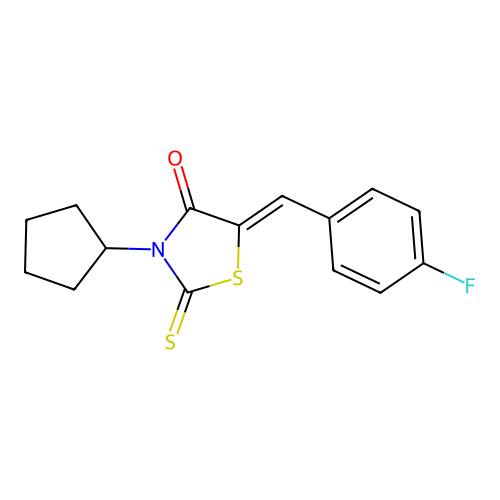 3-Cyclopentyl-5-[(4-fluorophenyl)methylene]-2-thioxo-1,3-thiazolidin-4-one structure